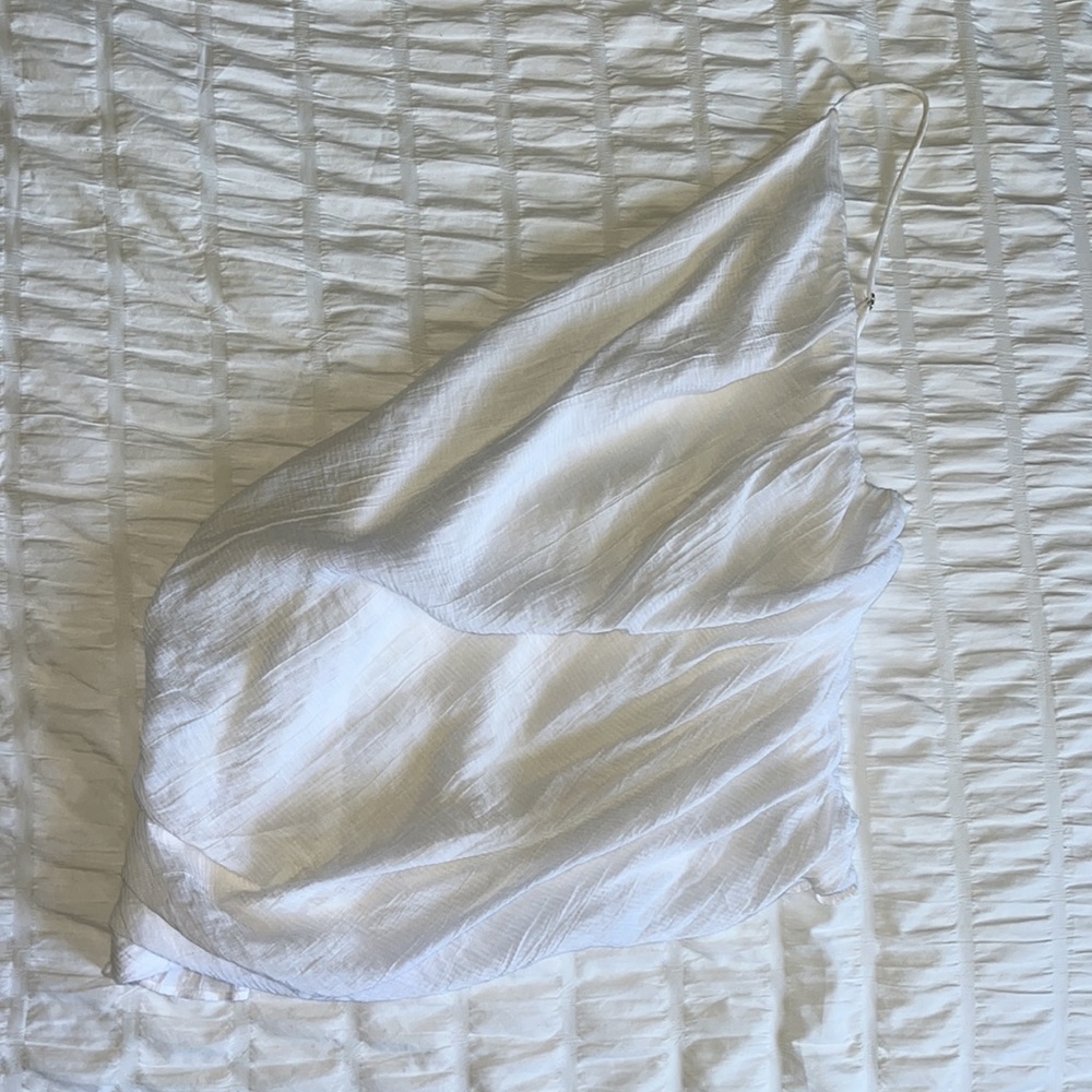 White One Shoulder Crop Top